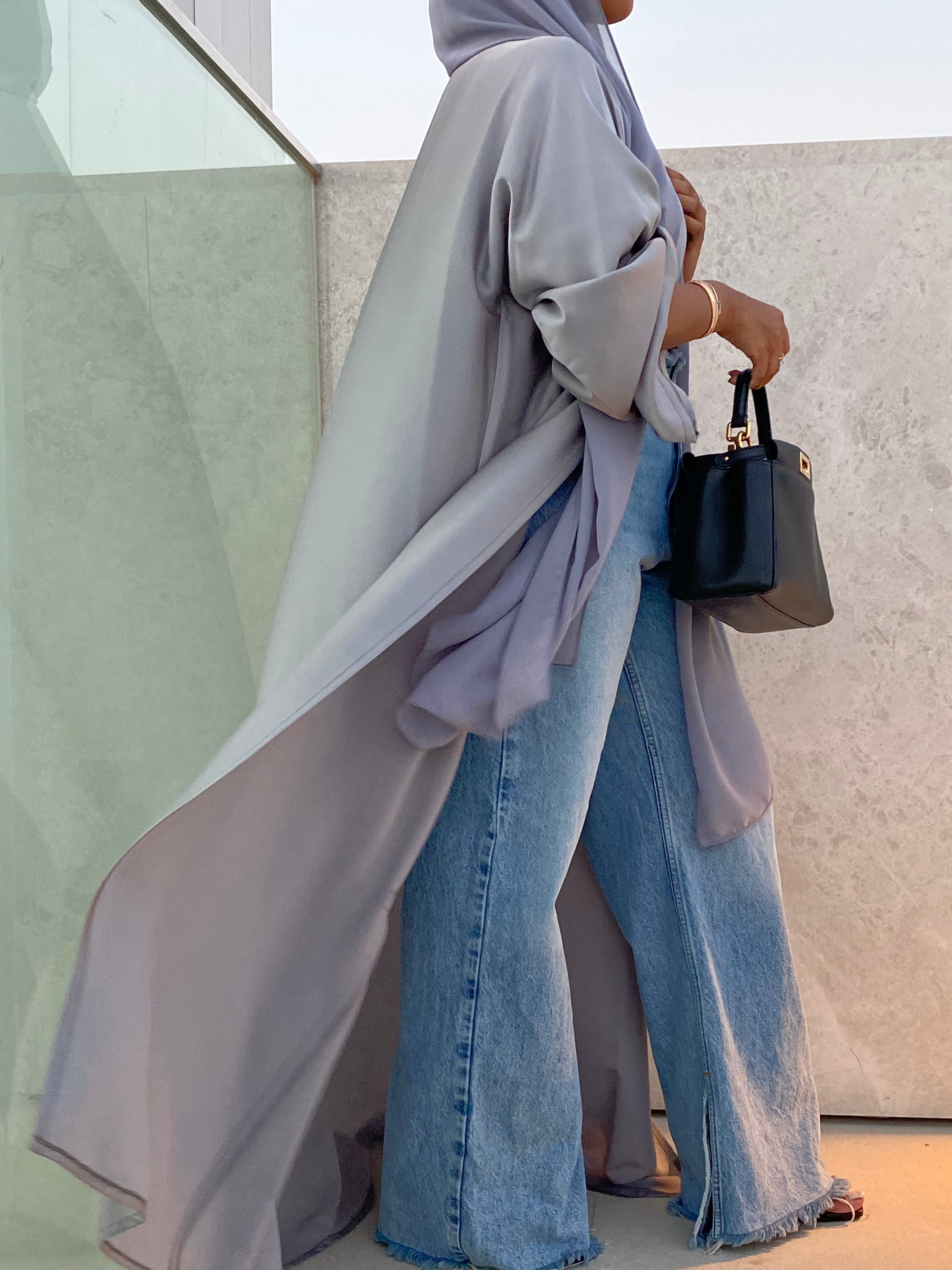 GRAY SILK ABAYA