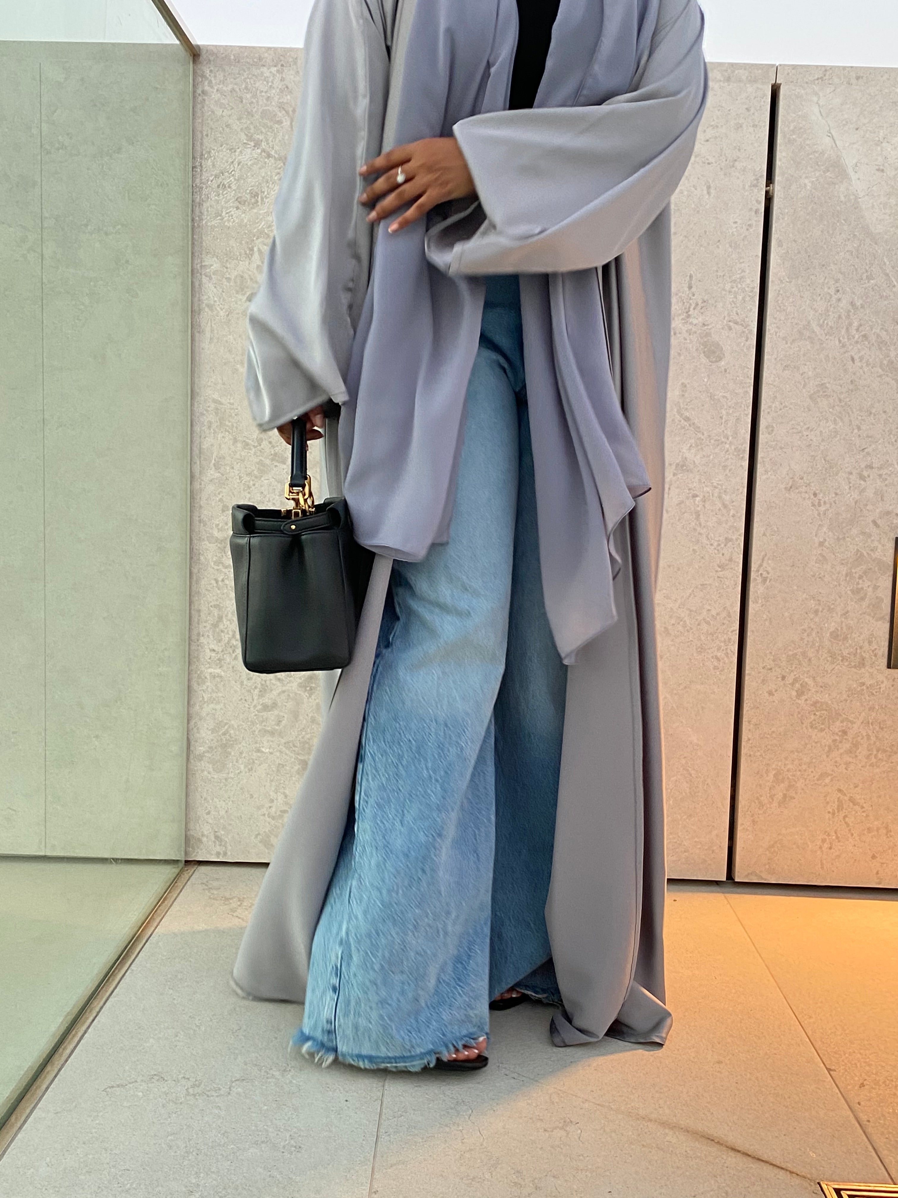 GRAY SILK ABAYA